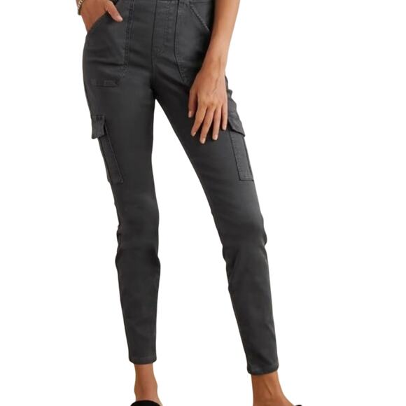 Spanx Women's Washed Black Stretch Twill Ankle Cargo Pants Size Small Petite NWT - Picture 1 of 12
